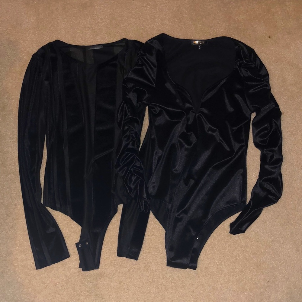 2 sexy black body suits